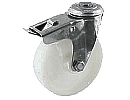 RVS zwenkwiel met rem - boutgat - polyamide wiel RVS zwenkwiel met rem - boutgat - polyamide wiel